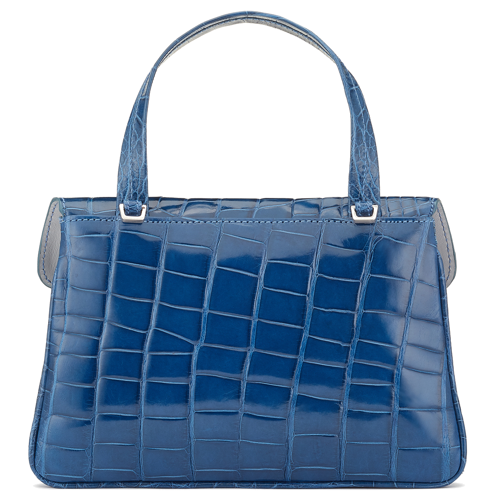Aria blue Alligator crossbody top handle handbag