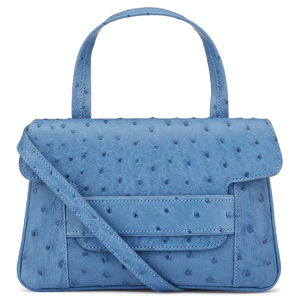 Aria blue Ostrich crossbody top handle handbag